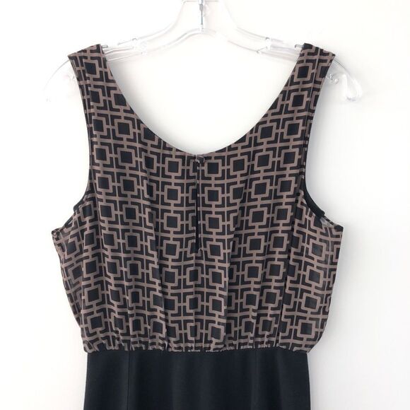 Banana Republic Lattice Print Chiffon Tank Dress In Brown & Black - Picture 5 of 10